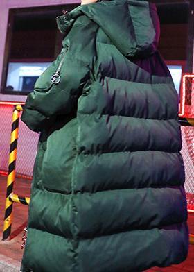 Green Winter Parkas Loose Fitting Snow Jackets Winter Hooded Zippered Coats