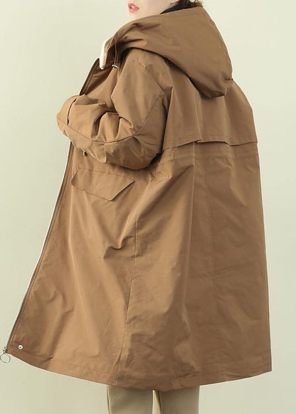 Khaki Outfit Clothing Down Jacket Hooded Zippered Winter Outwear