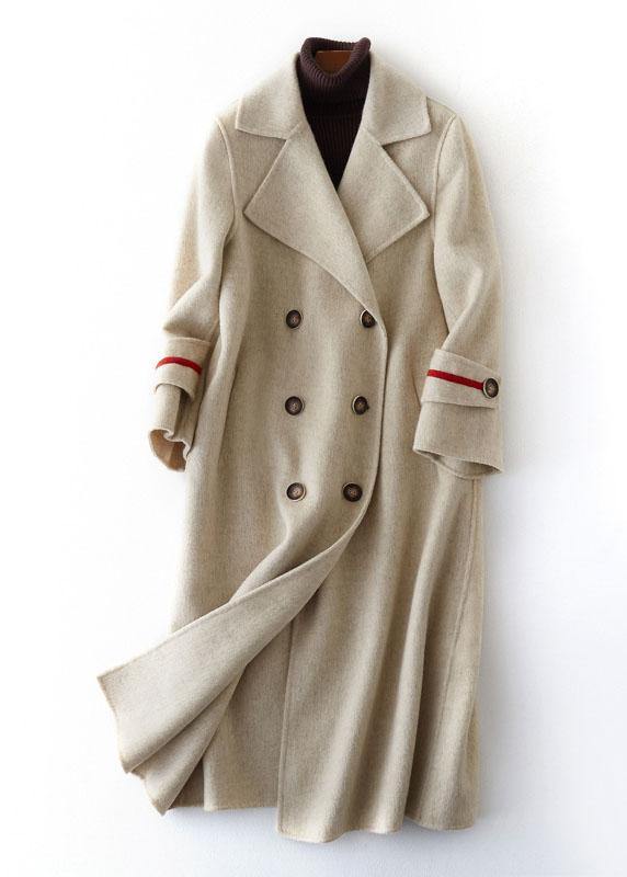 Nude Woolen Coats Oversize Long Winter Coat Double Breast Notched