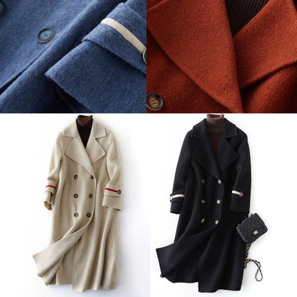 Nude Woolen Coats Oversize Long Winter Coat Double Breast Notched