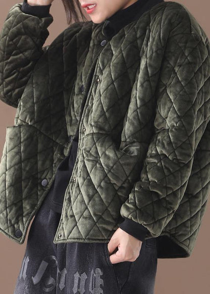 Clothing Winter Jacket Two Pockets Winter Outwear Green Thick Coats