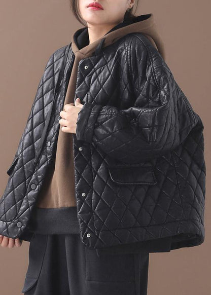 Warm Winter Over Short Coat Black O Neck Outwear
