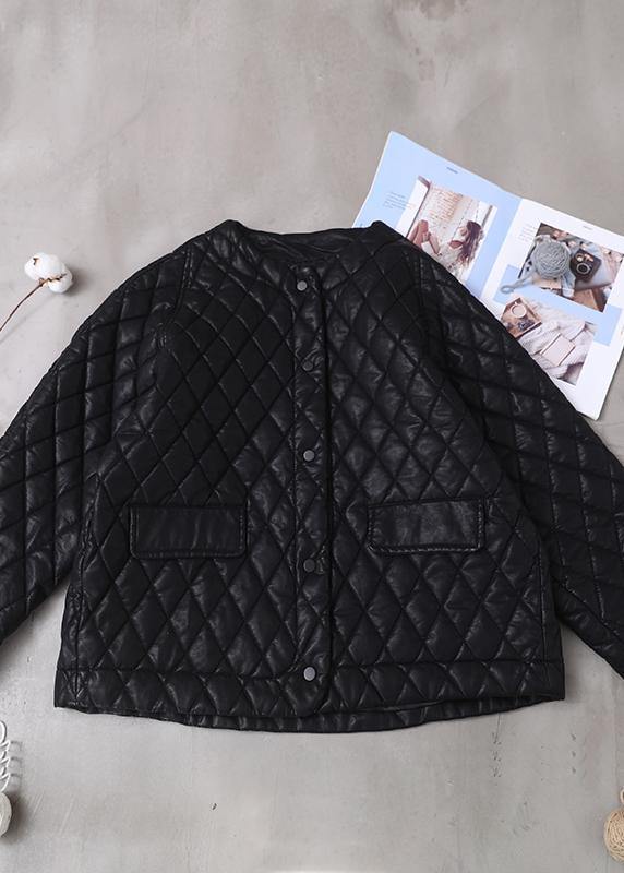Warm Winter Over Short Coat Black O Neck Outwear