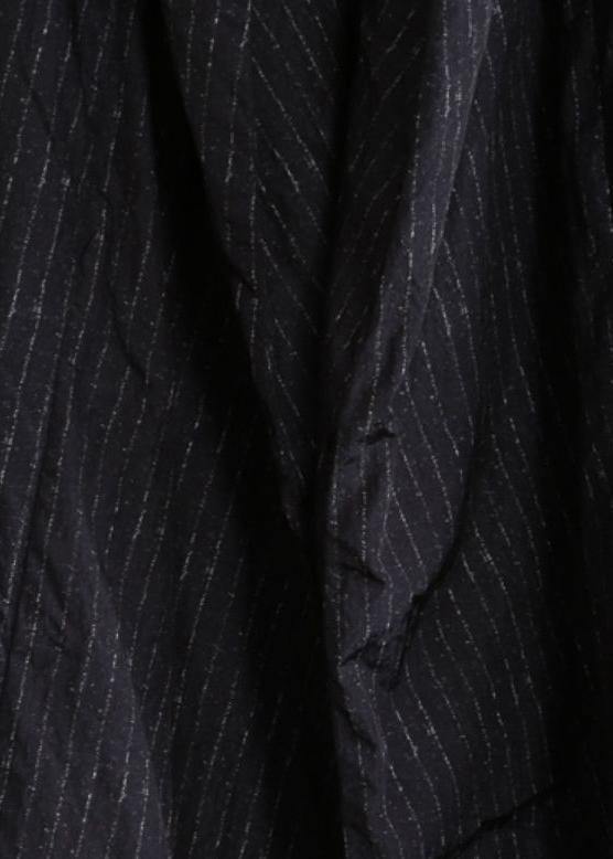Parka Coats Black Striped Hooded Tie Waist Down Jacket Woman