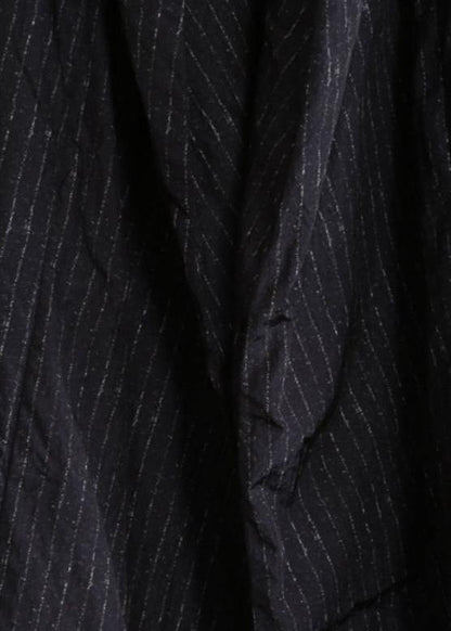 Parka Coats Black Striped Hooded Tie Waist Down Jacket Woman