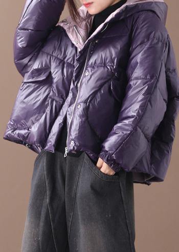 Purple Parkas Coats Winter Hooded Thick Outwear