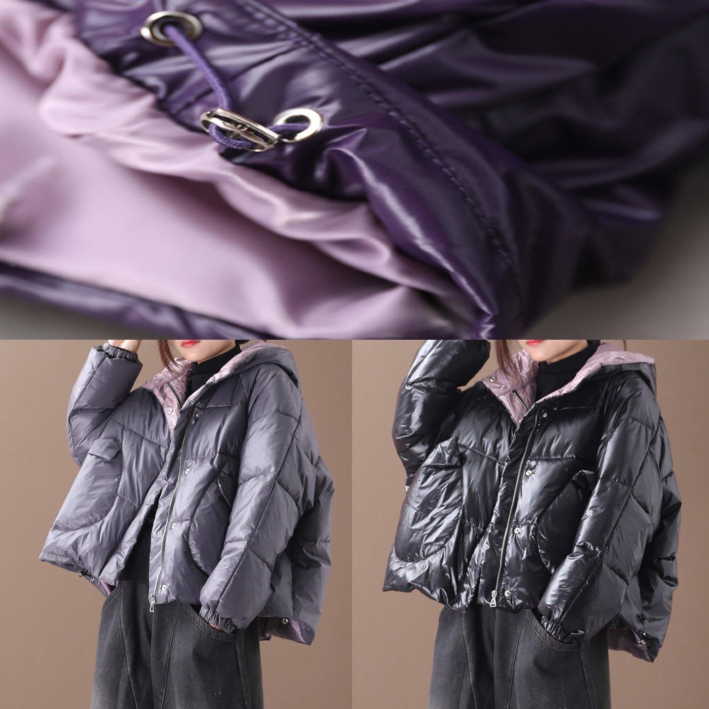 Purple Parkas Coats Winter Hooded Thick Outwear