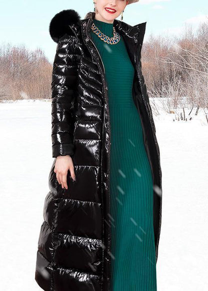 Parka Hooded Jackets Black Fur Collar Duck Down Coat