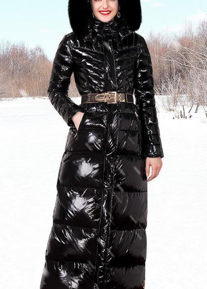 Parka Hooded Jackets Black Fur Collar Duck Down Coat