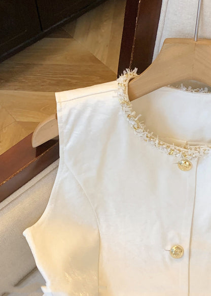 Modern Apricot O-neck Button Waistcoat Fall