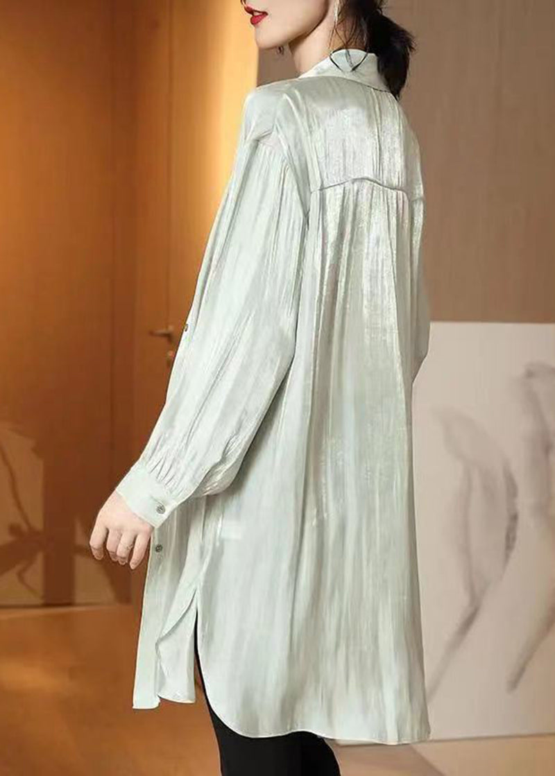 Modern Apricot Oversized Side Open Draping Chiffon Long Shirt Spring