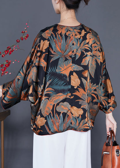 Modern Black Oversized Print Wear on Both Sides Silk Cardigans Spring