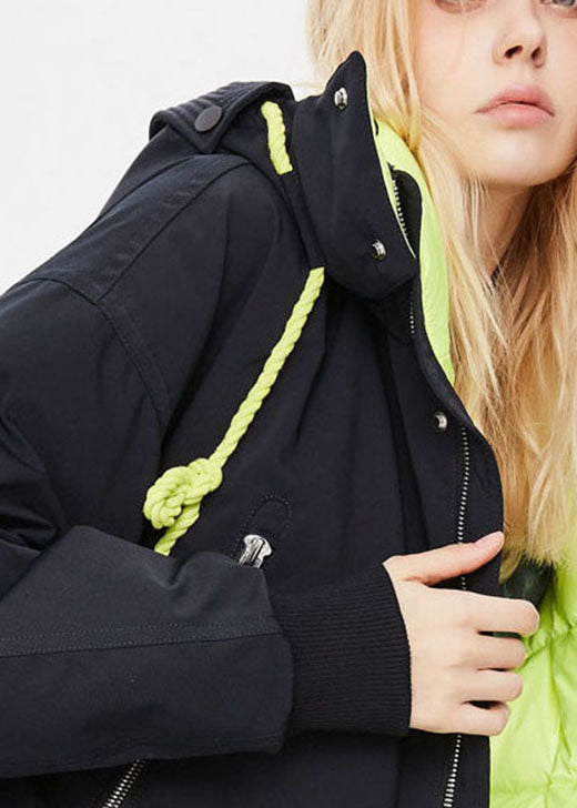 Modern Black Pockets Button Thick Lengthen Winter Duck Down Coat