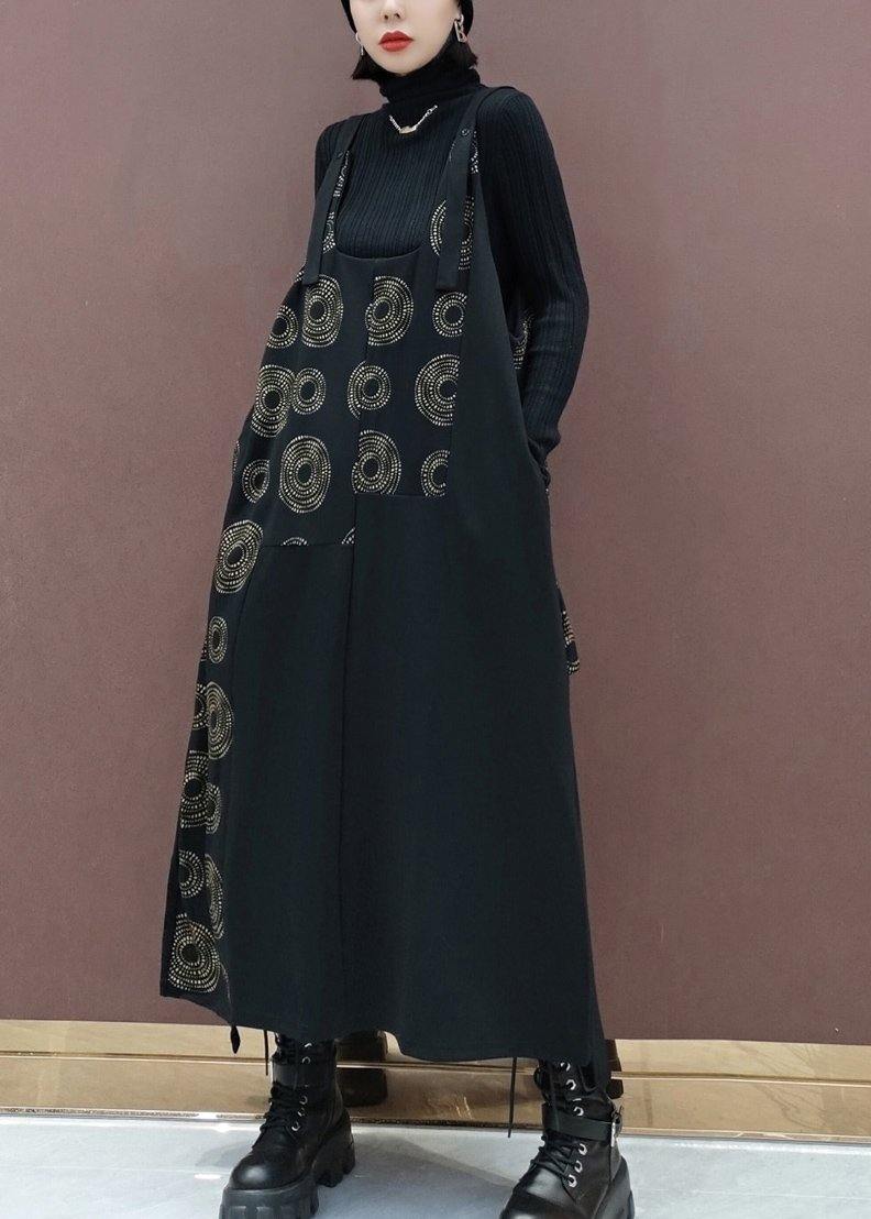 Modern Black Print Quilting Clothes Patchwork Kaftan Spring Dress