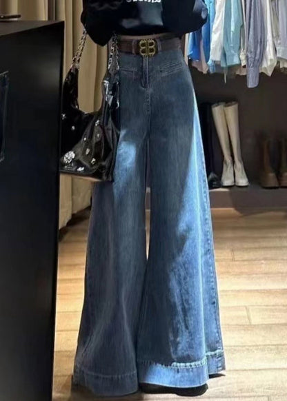 Modern Blue Original Design High Waist Denim Wide Leg Pants Spring