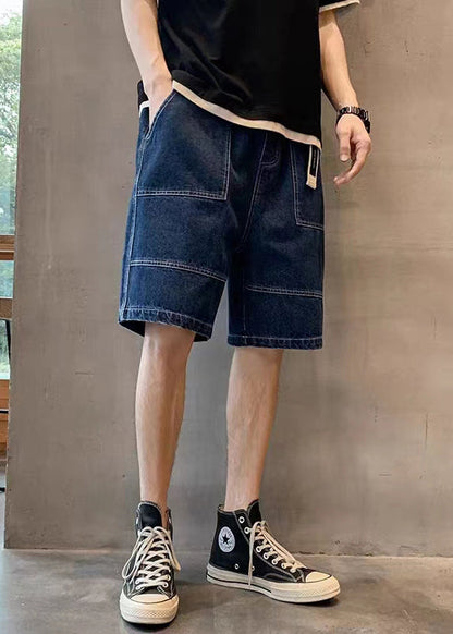 Modern Blue Pockets High Waist Denim Shorts Summer
