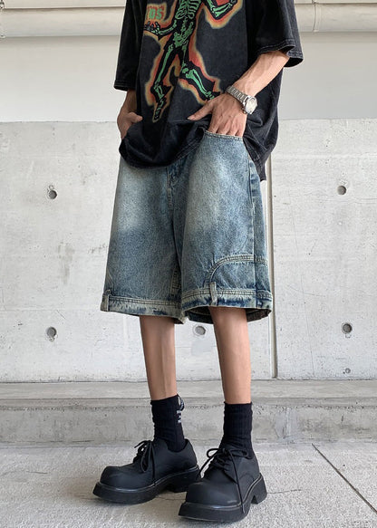 Modern Blue Pockets High Waist Denim Shorts Summer