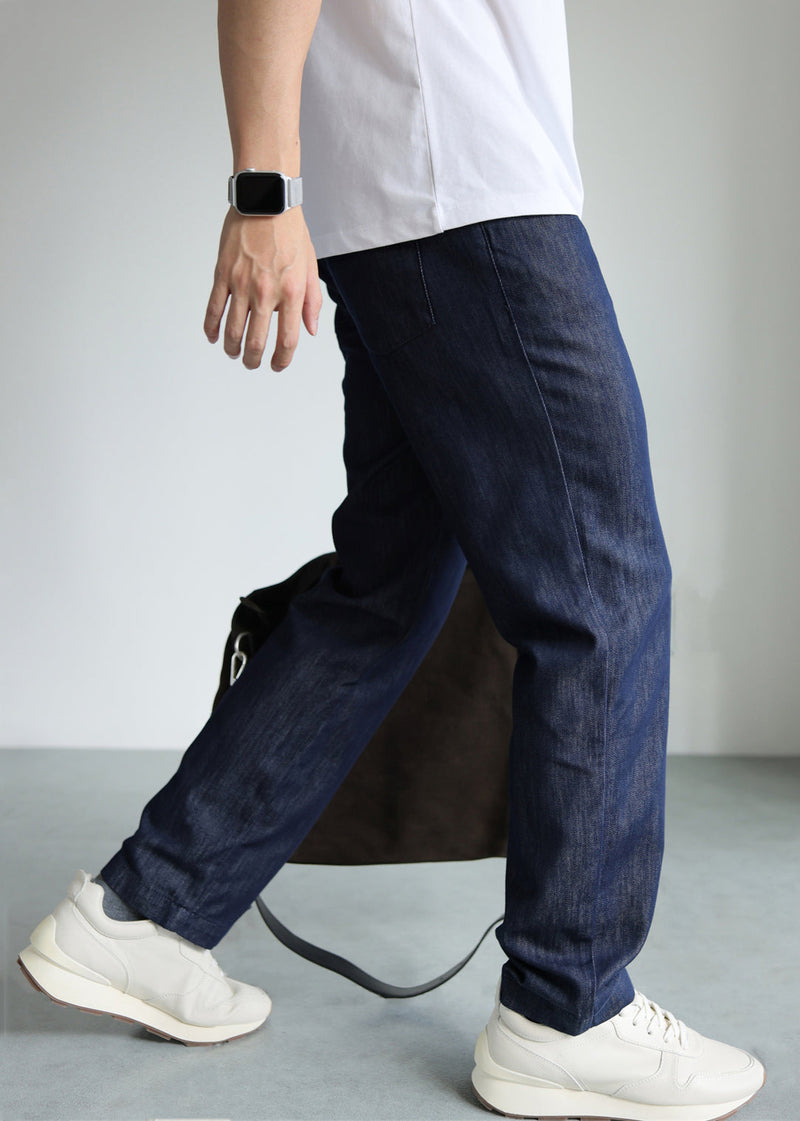 Modern Blue Pockets High Waist Denim Straight Pants Fall