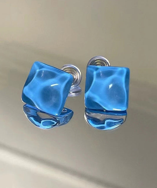 Modern Blue Sterling Silver Overgild Crystal Stud Earrings Kx1017