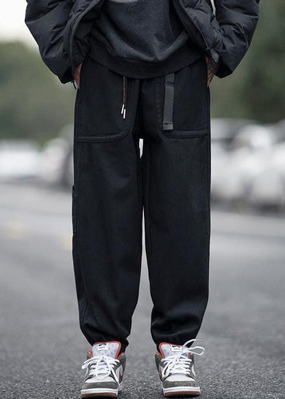 Modern Coffee Pockets Elastic Waist Beam Pants Spring