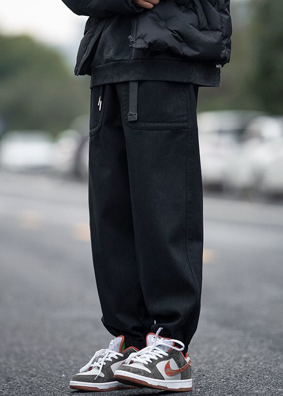 Modern Coffee Pockets Elastic Waist Beam Pants Spring