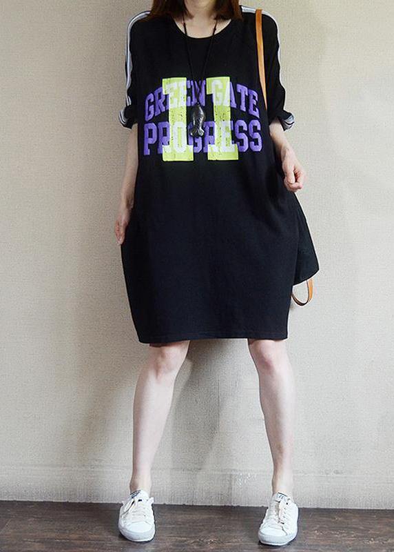 Modern Cotton Tunics Loose Letter Cotton Dress