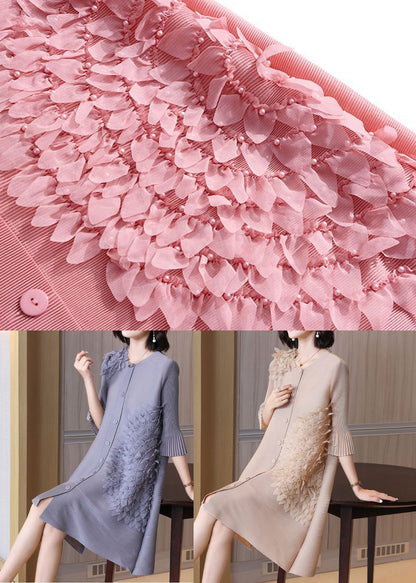 Modern Grey O-neck Nail Bead a Line Dress Summer