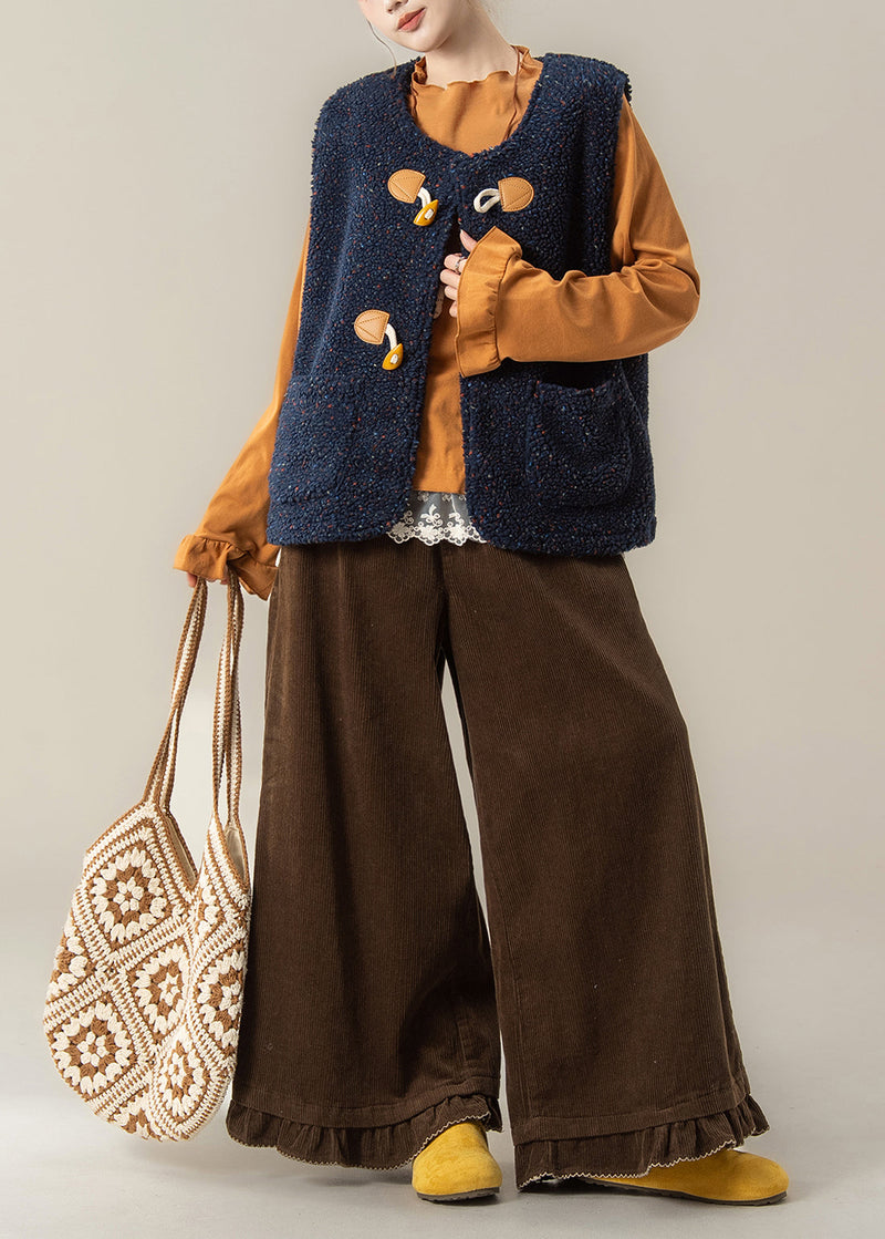 Modern Navy Vest and Orange T Shirts Coffee Pants 3 Piece Outfit Winter