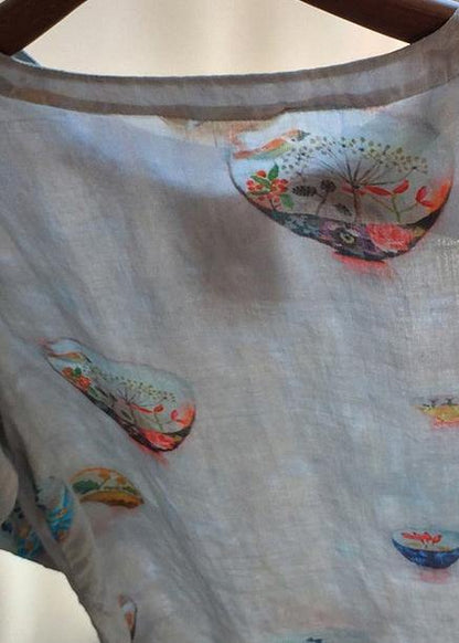 Modern O Neck Half Sleeve Clothes Shape Print Shirt