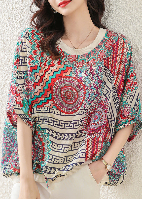 Modern O-neck Print Low High Design Cozy Top Summer