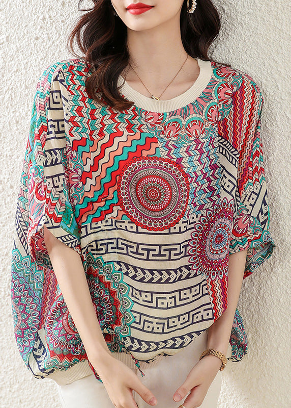 Modern O-neck Print Low High Design Cozy Top Summer