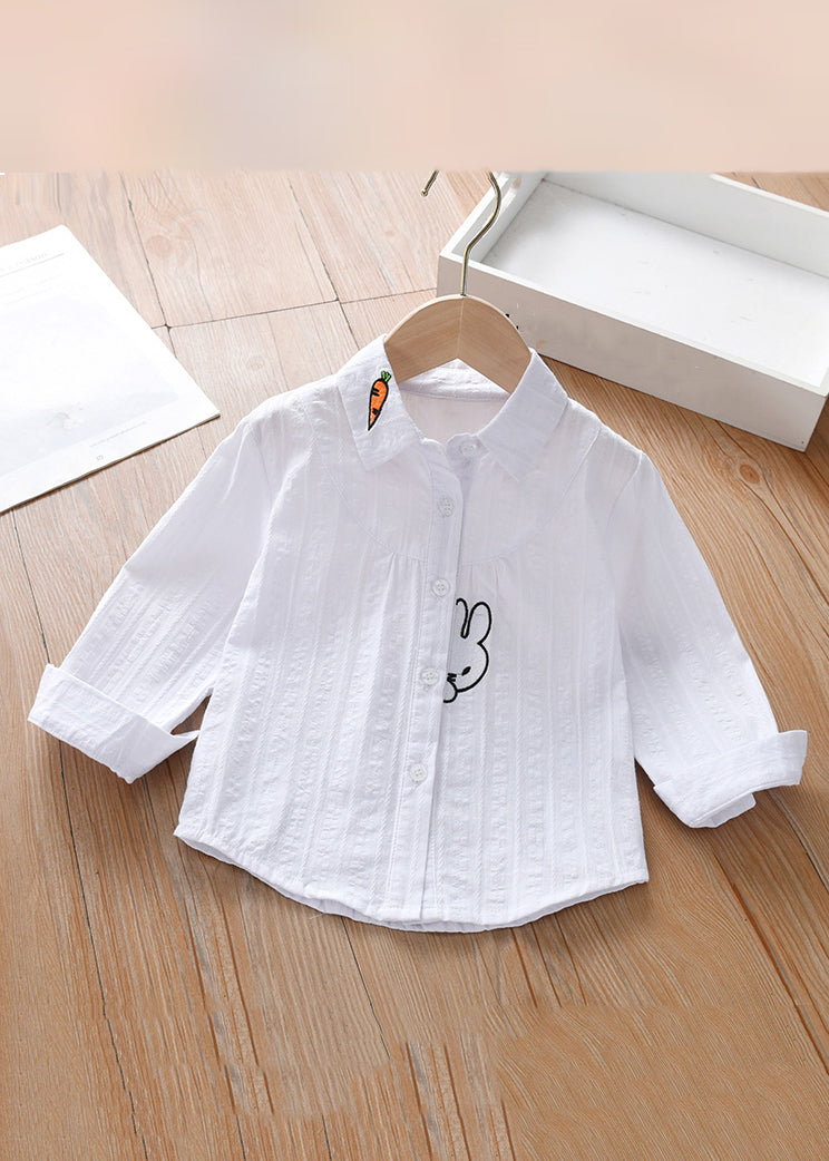 Modern Pink Peter Pan Collar Print Cotton Blouse Long Sleeve