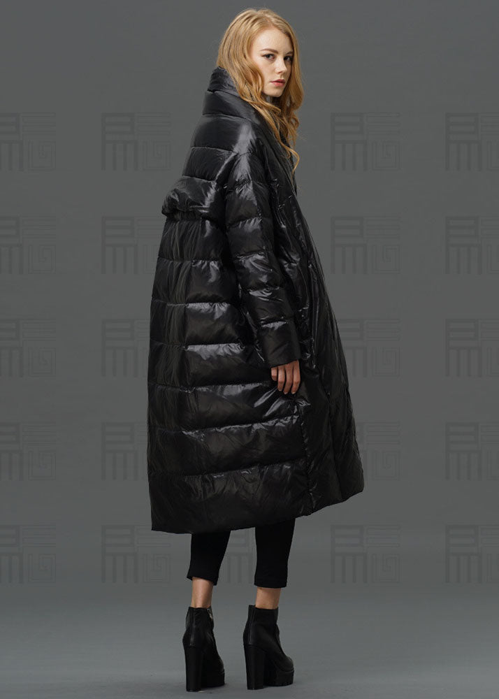 Modern Red Turtle Neck Cloak Sleeves Low High Design Winter Duck Down Coat