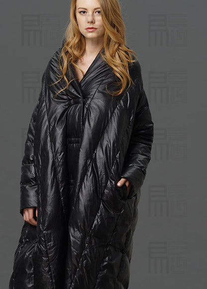 Modern Red Turtle Neck Cloak Sleeves Low High Design Winter Duck Down Coat
