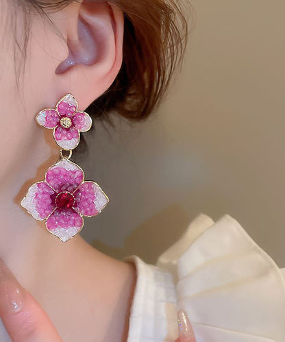 Modern Rose Gradient Color Alloy Zircon Drop Earrings Gh1013