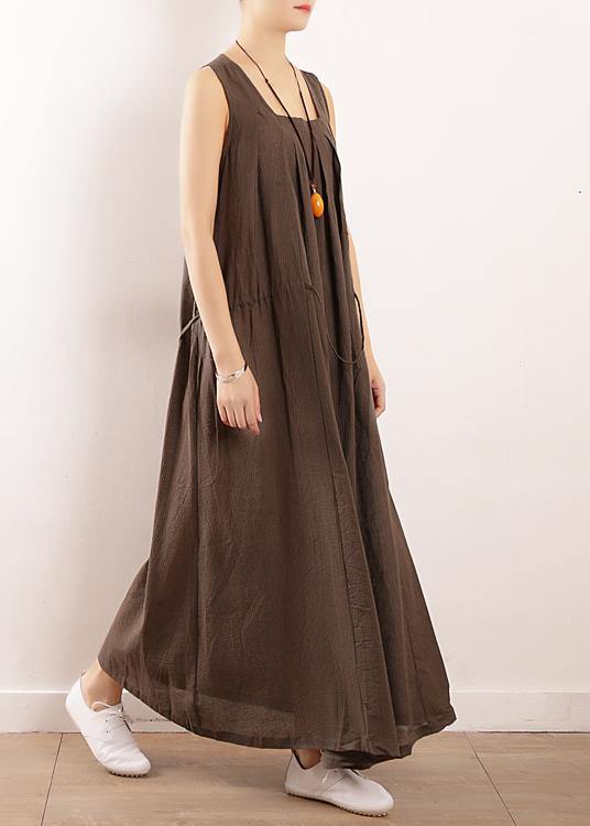 Modern Tea Green Linen Dress Summersleeveless Vacation Dresses
