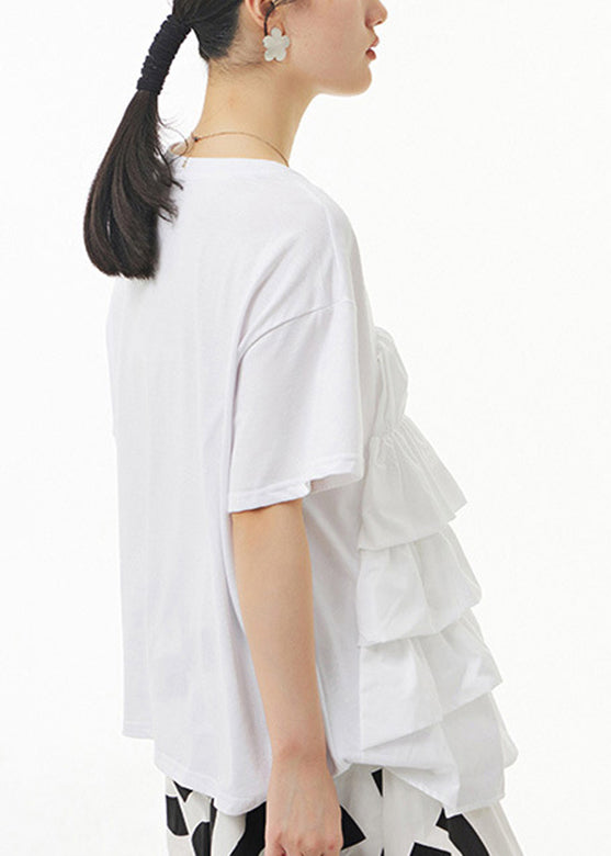 Modern White Patchwork Tops Summer