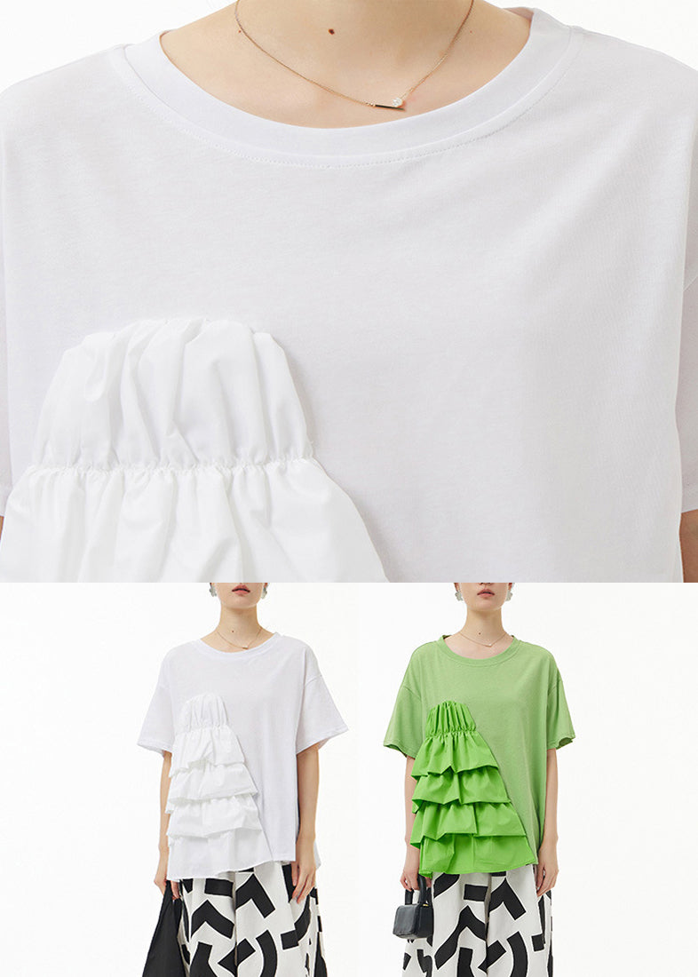 Modern White Patchwork Tops Summer