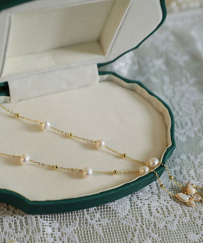 Modern White Sterling Silver Alloy Pearl Butterfly Tassel Pendant Necklace Wf026