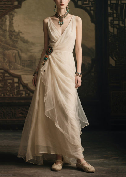 Modern White Tasseled Tulle Party Dress Summer
