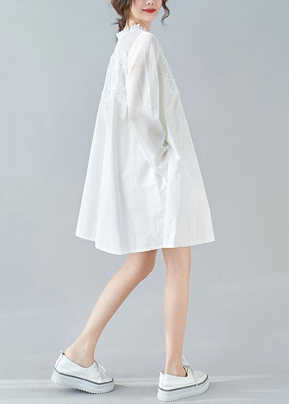 Modern White Tunics O Neck Patchwork Lace Dresses