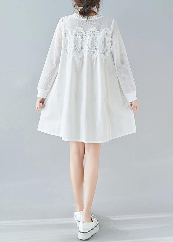 Modern White Tunics O Neck Patchwork Lace Dresses