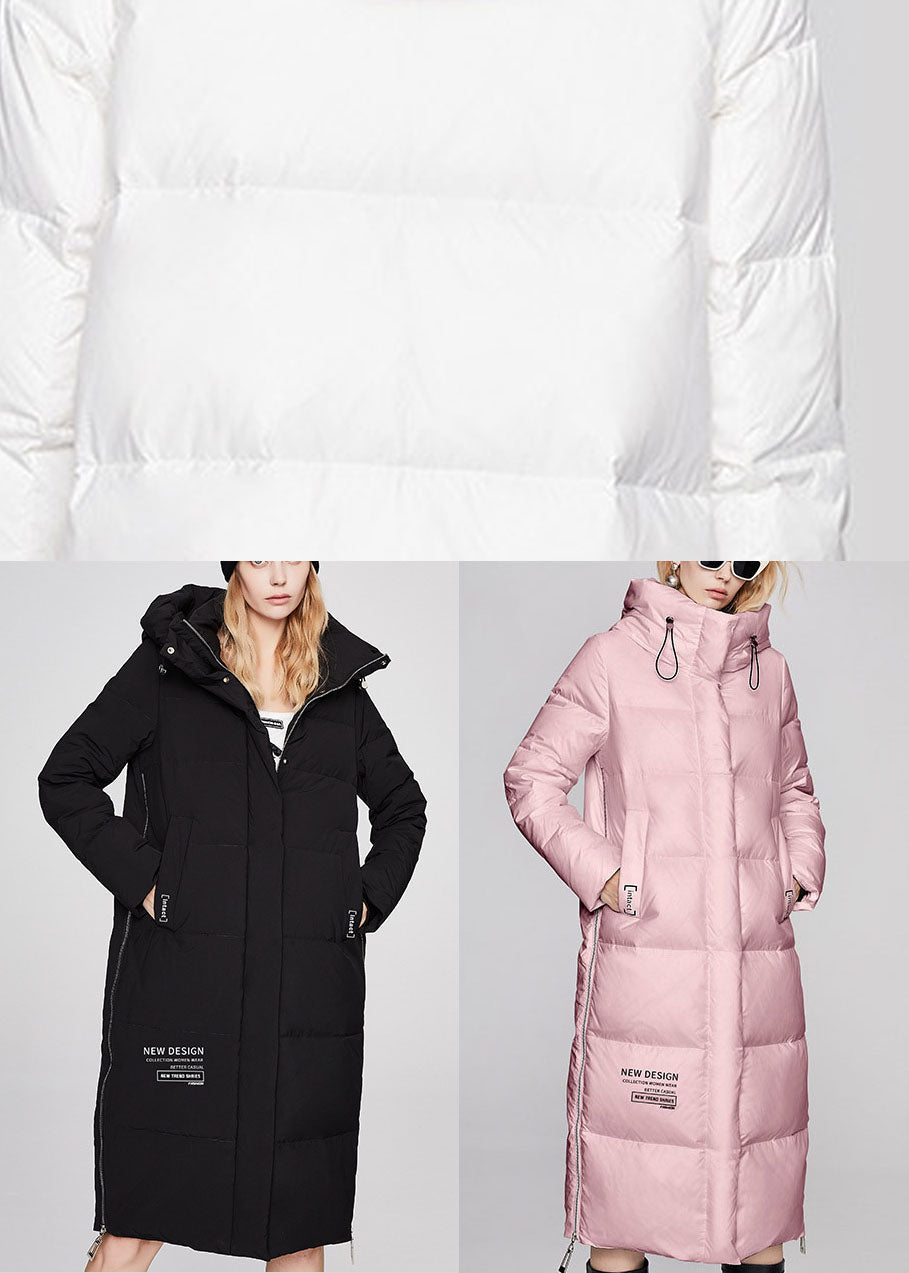 Modern White Hooded Drawstring Winter Duck Down Coat