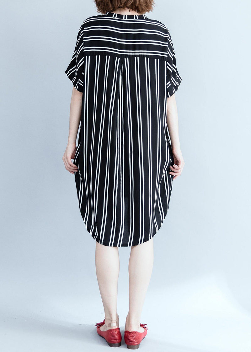 Modern Black Wardrobes Striped Summer Shirt Dress