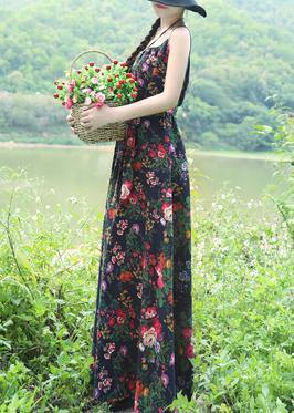 Modern Blue Linen Cotton Clothes O Neck Daily Summer Dress