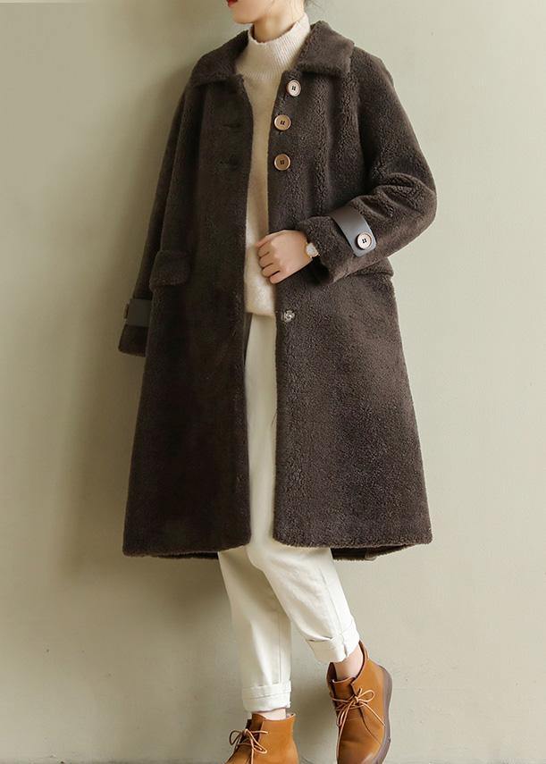 Modern Fine Lapel Collar Outfit Chocolate Knee Outwears