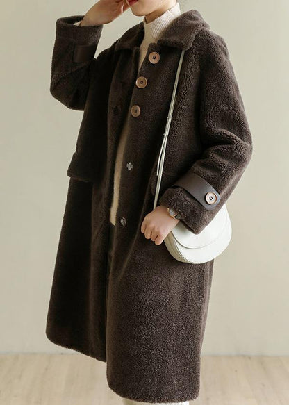 Modern Fine Lapel Collar Outfit Chocolate Knee Outwears