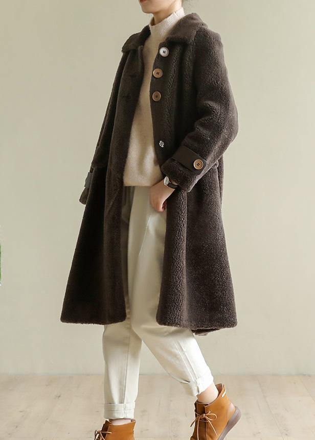Modern Fine Lapel Collar Outfit Chocolate Knee Outwears