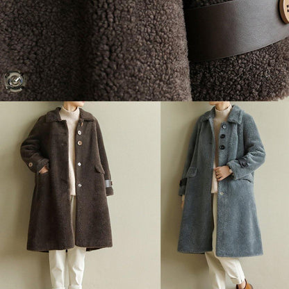 Modern Fine Lapel Collar Outfit Chocolate Knee Outwears