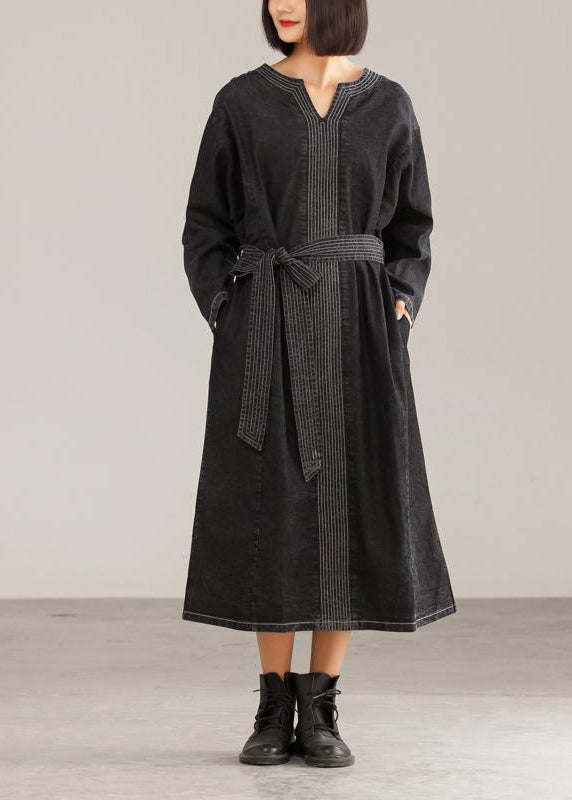 Modern Cotton Clothes for High Street Loose Long Sleeve Dress